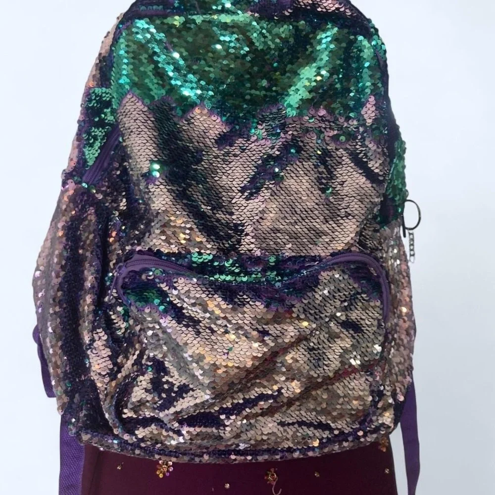 Purple and green sequin backpack girls color changing unbranded